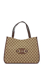 FWRD Renew Gucci GG Horsebit Tote Bag in Beige, view 1, click to view large image.