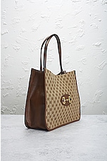FWRD Renew Gucci GG Horsebit Tote Bag in Beige, view 4, click to view large image.