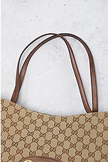 FWRD Renew Gucci GG Horsebit Tote Bag in Beige, view 8, click to view large image.