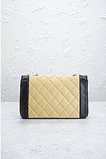 FWRD Renew Chanel Diana Bicolor Lambskin Quilted Shoulder Bag in Beige, view 3, click to view large image.