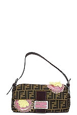 FWRD Renew Fendi Zucca Baguette Shoulder Bag in Brown, view 1, click to view large image.