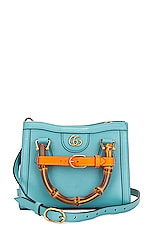 FWRD Renew Gucci Bamboo Diana Handbag in Turquoise, view 1, click to view large image.