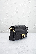 FWRD Renew Fendi Zucca Mama Baguette Shoulder Bag in Black, view 4, click to view large image.