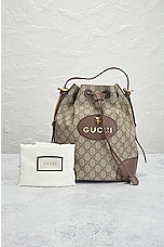 FWRD Renew Gucci GG Supreme Bucket Bag in Taupe, view 10, click to view large image.