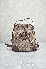 FWRD Renew Gucci GG Supreme Bucket Bag in Taupe, view 2, click to view large image.