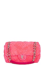 FWRD Renew Chanel Quilted Terry Chain Shoulder Bag in Fuchsia, view 1, click to view large image.
