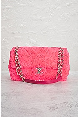 FWRD Renew Chanel Quilted Terry Chain Shoulder Bag in Fuchsia, view 2, click to view large image.
