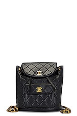 FWRD Renew Chanel Quilted Turnlock Flap Backpack in Black, view 1, click to view large image.