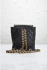 FWRD Renew Chanel Quilted Turnlock Flap Backpack in Black, view 3, click to view large image.