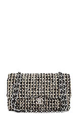 FWRD Renew Chanel Tweed Turnlock Chain Shoulder Bag in Black, view 1, click to view large image.