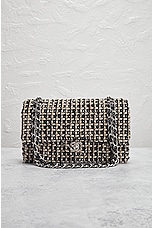 FWRD Renew Chanel Tweed Turnlock Chain Shoulder Bag in Black, view 2, click to view large image.
