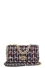 FWRD Renew Chanel Tweed Coco Mark Chain Shoulder Bag in Multi Black, view 1, click to view large image.