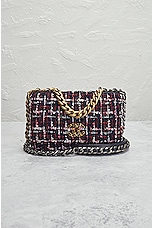 FWRD Renew Chanel Tweed Coco Mark Chain Shoulder Bag in Multi Black, view 2, click to view large image.