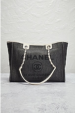 FWRD Renew Chanel Deauville Tote Bag in Black, view 2, click to view large image.