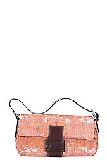 FWRD Renew Fendi Sequin Baguette Shoulder Bag in Pink, view 1, click to view large image.