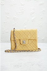 FWRD Renew Chanel Quilted Lambskin Turnlock Chain Shoulder Bag in Beige, view 2, click to view large image.