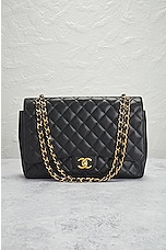 FWRD Renew Chanel Quilted Caviar Double Flap Chain Shoulder Bag in Black, view 2, click to view large image.