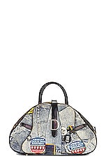 FWRD Renew Dior Denim Bowler Saddle Bag in Blue, view 1, click to view large image.