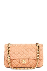 FWRD Renew Chanel Lambskin Quilted Turnlock Chain Shoulder Bag in Peach, view 1, click to view large image.