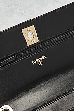 FWRD Renew Chanel Lambskin Quilted Chain Flap Shoulder Bag in Black, view 5, click to view large image.