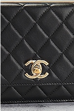 FWRD Renew Chanel Lambskin Quilted Chain Flap Shoulder Bag in Black, view 6, click to view large image.