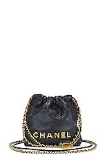 FWRD Renew Chanel Quilted Chain Bucket Bag in Black, view 1, click to view large image.