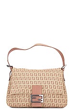 FWRD Renew Fendi Zucchino Mama Baguette Shoulder Bag in Pink, view 1, click to view large image.