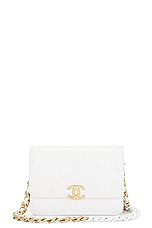 FWRD Renew Chanel Quilted Lambskin Wallet On Chain Bag in White, view 1, click to view large image.