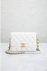 FWRD Renew Chanel Quilted Lambskin Wallet On Chain Bag in White, view 2, click to view large image.