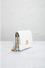 FWRD Renew Chanel Quilted Lambskin Wallet On Chain Bag in White, view 4, click to view large image.