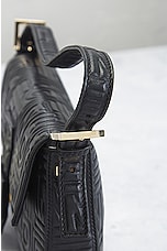 FWRD Renew Fendi Patent Leather Baguette Shoulder Bag in Black, view 8, click to view large image.