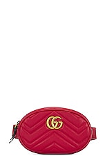 FWRD Renew Gucci GG Marmont Quilted Belt Bag in Red, view 1, click to view large image.