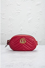 FWRD Renew Gucci GG Marmont Quilted Belt Bag in Red, view 2, click to view large image.