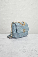 FWRD Renew Chanel Tweed 2 Way Flap Chain Shoulder Bag in Light Blue, view 4, click to view large image.