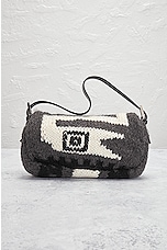 FWRD Renew Fendi Mama Wool Baguette Shoulder Bag in Grey, view 3, click to view large image.