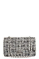 FWRD Renew Chanel Medium Tweed Double Flap Shoulder Bag in Black & White, view 1, click to view large image.