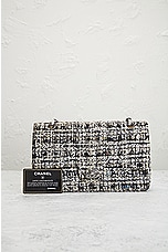 FWRD Renew Chanel Medium Tweed Double Flap Shoulder Bag in Black & White, view 10, click to view large image.