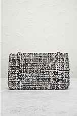 FWRD Renew Chanel Medium Tweed Double Flap Shoulder Bag in Black & White, view 3, click to view large image.