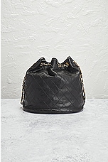 FWRD Renew Chanel Quilted Chain Bucket Bag in Black, view 3, click to view large image.