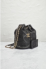 FWRD Renew Chanel Quilted Chain Bucket Bag in Black, view 4, click to view large image.