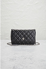 FWRD Renew Chanel Quilted Lambskin Wallet On Chain Bag in Black, view 2, click to view large image.