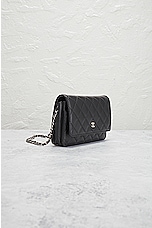 FWRD Renew Chanel Quilted Lambskin Wallet On Chain Bag in Black, view 4, click to view large image.