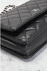 FWRD Renew Chanel Quilted Lambskin Wallet On Chain Bag in Black, view 8, click to view large image.