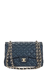 FWRD Renew Chanel Matelasse Caviar Turnlock Flap Chain Shoulder Bag in Navy, view 1, click to view large image.