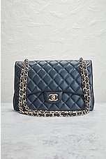 FWRD Renew Chanel Matelasse Caviar Turnlock Flap Chain Shoulder Bag in Navy, view 2, click to view large image.