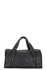 FWRD Renew Chanel Lambskin Boston Bag in Black, view 1, click to view large image.