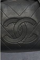 FWRD Renew Chanel Lambskin Boston Bag in Black, view 6, click to view large image.