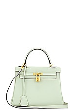 FWRD Renew Hermes Kelly 25 Togo Handbag in Gris Neve, view 1, click to view large image.