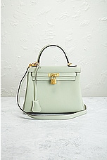 FWRD Renew Hermes Kelly 25 Togo Handbag in Gris Neve, view 2, click to view large image.