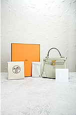 FWRD Renew Hermes Kelly 25 Togo Handbag in Gris Neve, view 7, click to view large image.